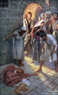 Painting of dead Eutychus from Acts 20