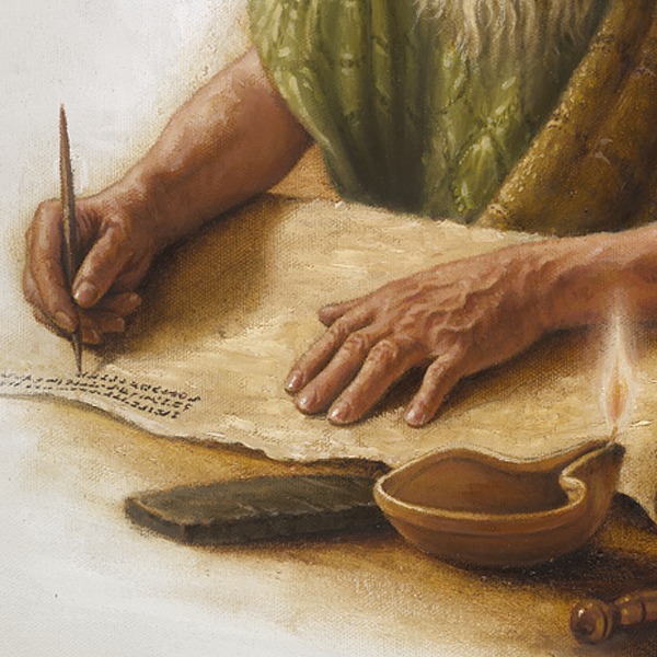 Man writing scripture